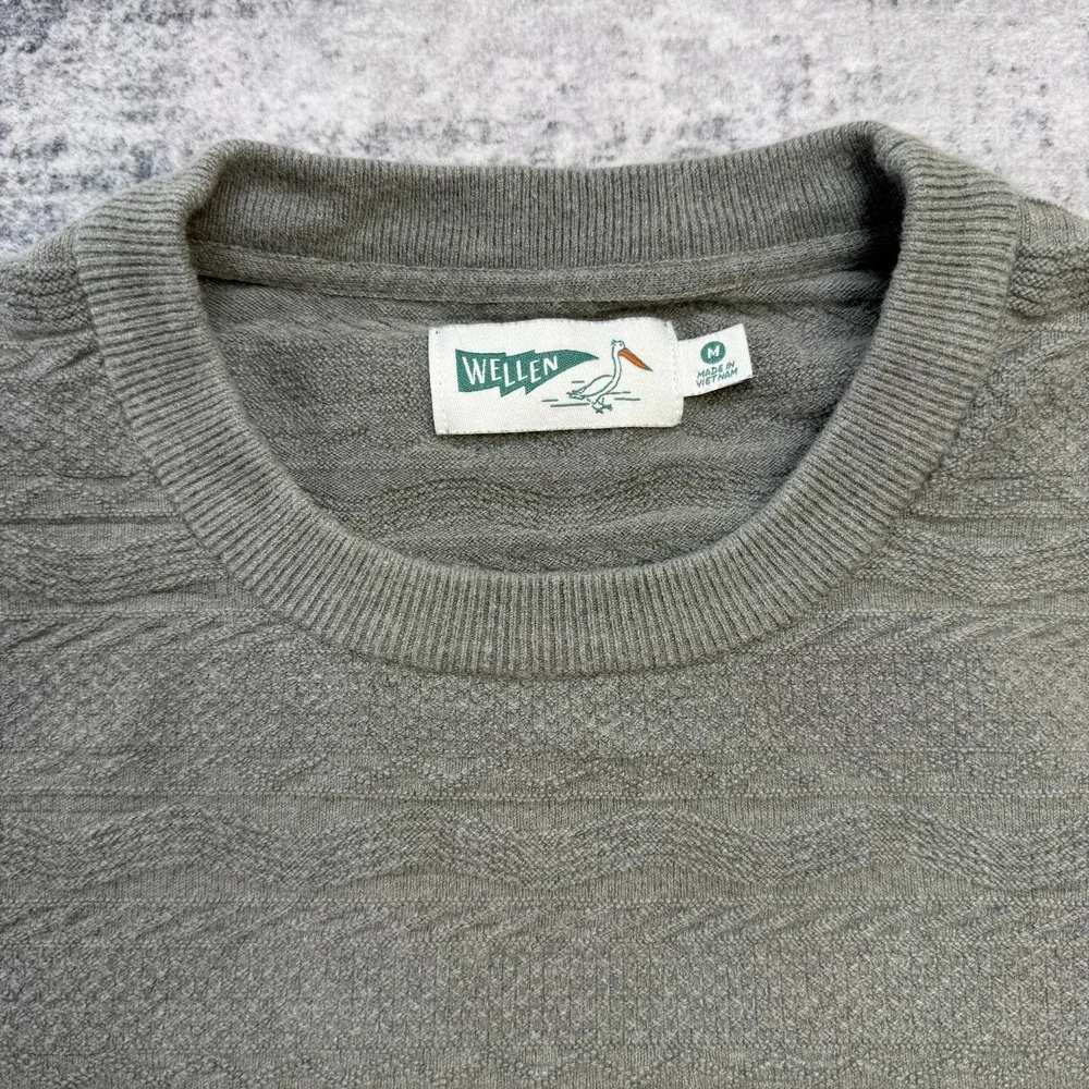 Wellen Sweater Men Medium Gray Wave Texture Stitch Merino Wool Coastal Huckberry